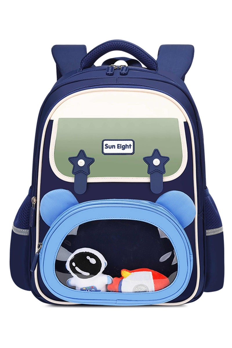 SUN EIGHT Premium 15.5-inch Light Weight School Backpack Water Resistant Polyester Kid’s Daypack for Boys, SE22260, Navy - Image 3